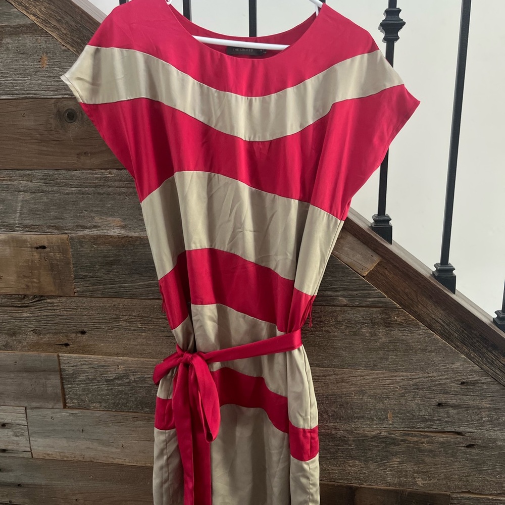 The Limited Pink and Tan Tie Front Sheath Dress
